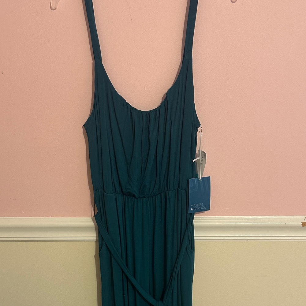 NWT Market and Spruce forest green Florence  knit jumpsuit Large